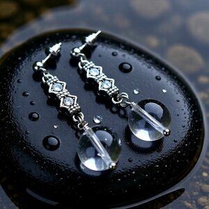 Handmade: Quartz Spheres & Tiny Crystals Focus + Memory Earrings! Boss Lady Vibe